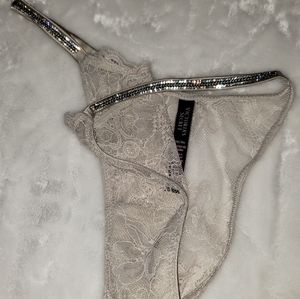 Victoria's Secret shine strap lace off white Brazilian panty